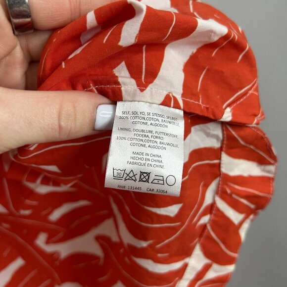Whit Two Anthro Womens Dress Medium Red Banana Leaf Off Shoulder Smocked Poplin - Picture 11 of 13